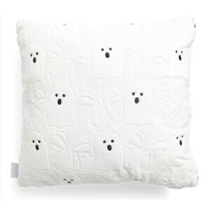 Cupcakes & Cashmere‎ bow and ghost faux Fur throw pillow 20x20 white halloween